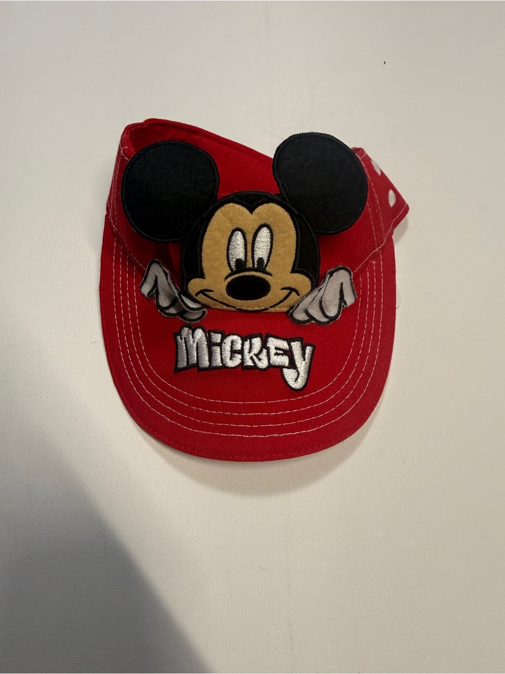 Disney Micky Mouse Red Visor with Black Ear Accents